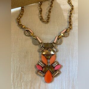 Stella & Dot Pink Orange‎ Statement Jeweled Necklace